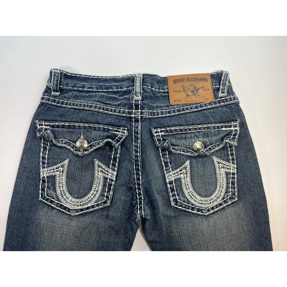 True Religion Jeans Mens 34x33 Dark Wash Denim Joey Super T Thick Stitching